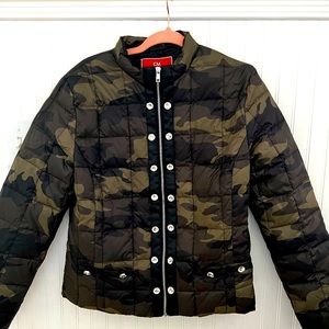 Ciao Milano camo puffer jacket with rhinestone buttons